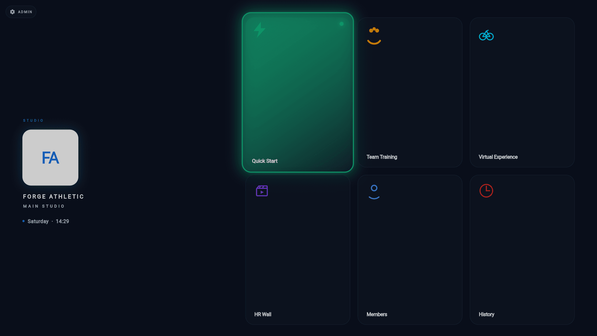 Prism Studio TV class hub, dark theme
